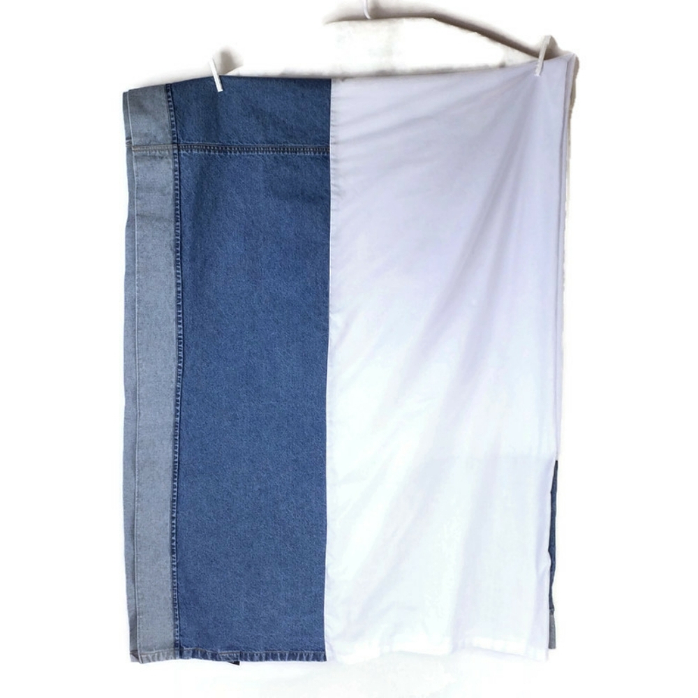 Vintage Tommy Hilfiger Medium Stonewash Cuffed Cotton Denim Twin Bed Skirt Y2K